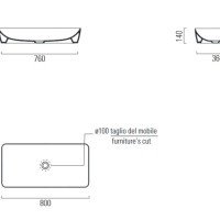 Раковины Раковина накладная 80*40 см (белый глянцевый) 