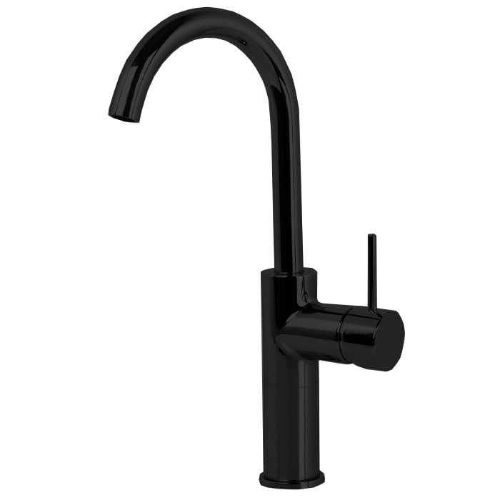 Смесители Смеситель для раковины, на 1 отверстие, с донным клапаном, цвет чёрный матовый 