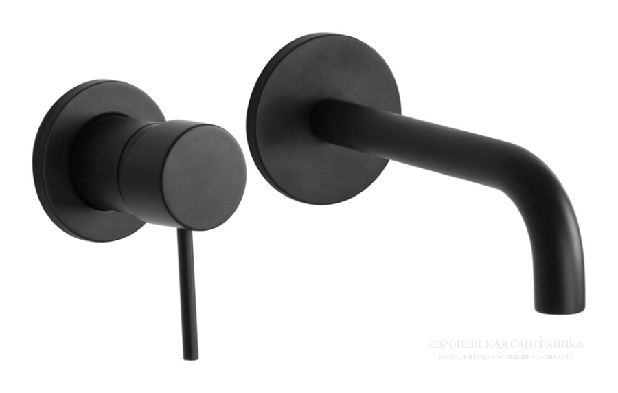 Смесители Смеситель для раковины Spillo Up, встраиваемый, настенный, излив 152 мм, донный клапан Click-Clack, внешняя+скрытая части, цвет цвет чёрный матовый 