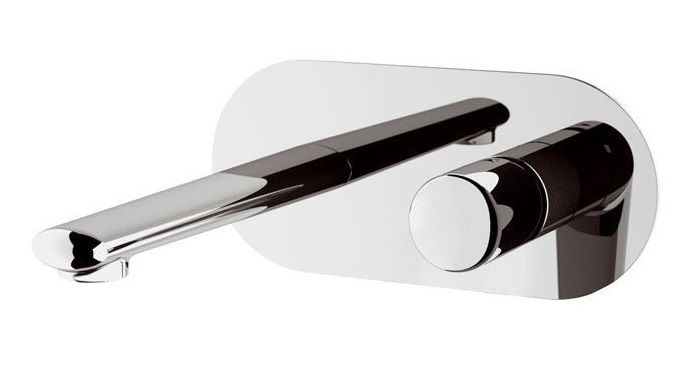 Встраиваемый в стену однорычажный смеситель для раковины на панели (излив 16,4 см), без донного клапана, цвет хром