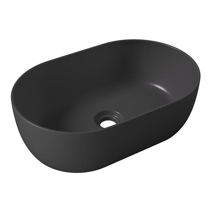 Раковины Раковина 55x35хВ17, накладная, без отверстия под смеситель, чёрный матовый 