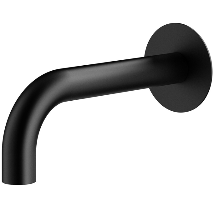 Комплектующие Излив для ванны встраиваемый d24, длина 250 мм, подключение 1/2' с латунной накладкой d70, черный матовый 