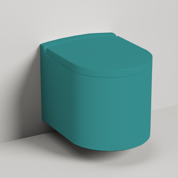 Унитазы Унитаз подвесной 530х410х420 мм, материал S-Stone матовый, внутри керамика, крышка микролифт, цвет RAL5018 