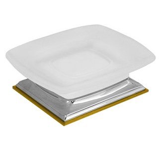 мыльница настольная, цвет хром/матовое стекло/золото