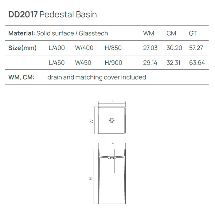 Раковины Раковина напольная 450х450хh900 мм, цвет grey brown 