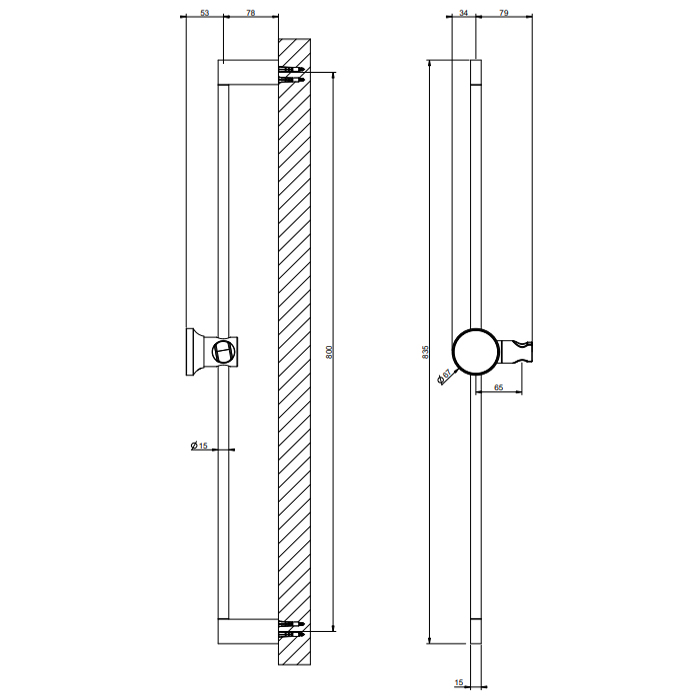 Комплектующие Штанга для душа 835 мм, цвет Black Metal Brushed PVD 