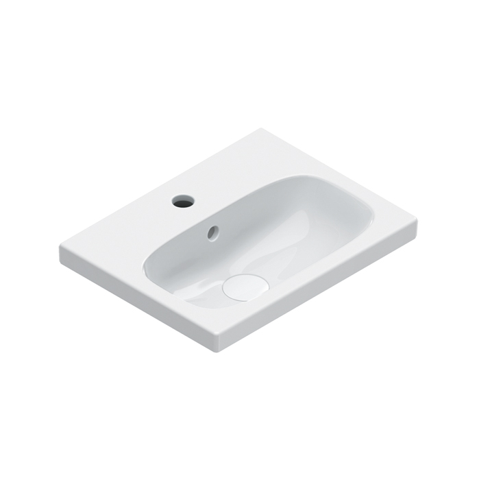 Раковины Раковина 45x35, с 1 отверстием под смеситель, покрытие Cataglaze+, цвет белый глянцевый 