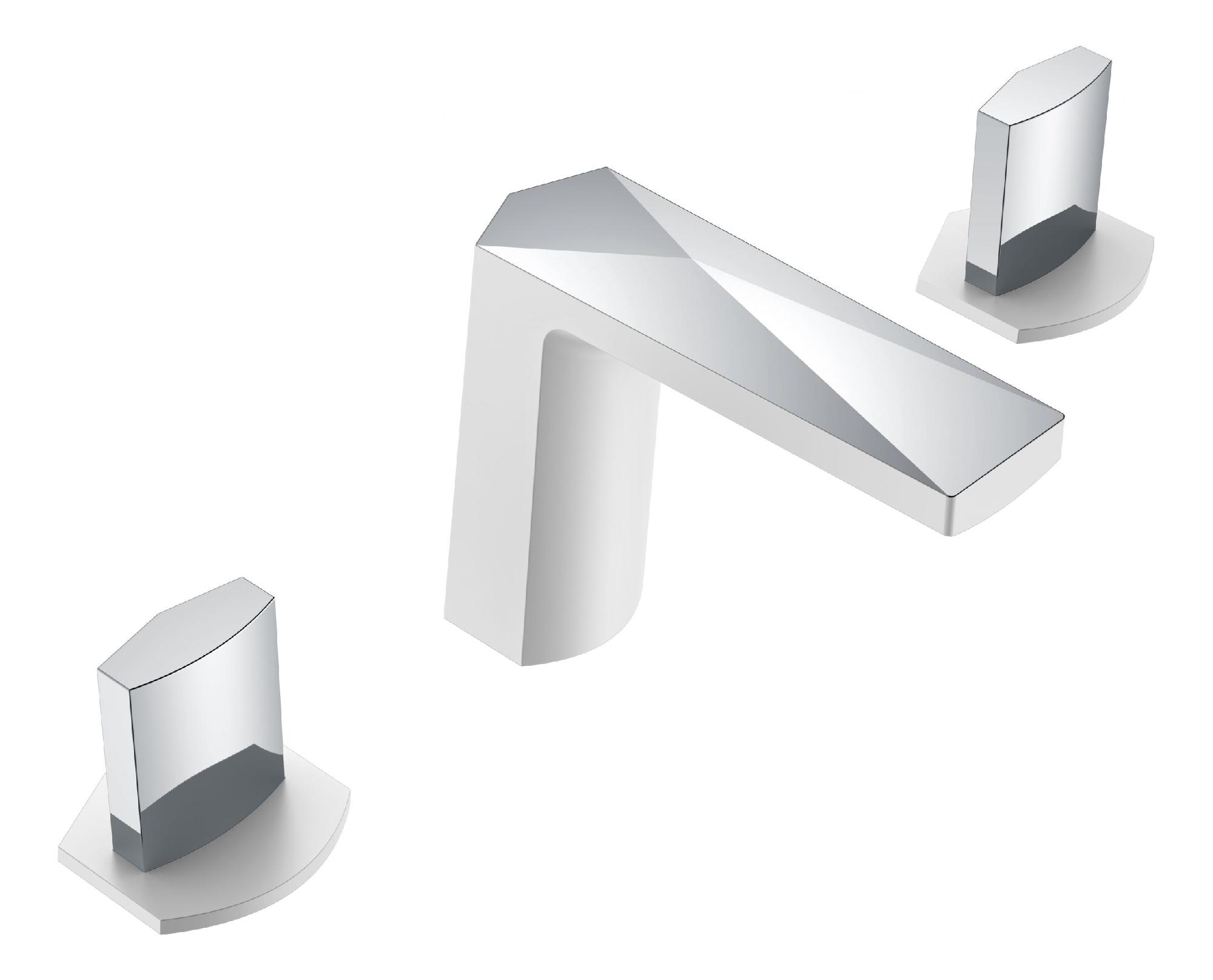 Смесители Смеситель врезной на 3 отверстия. белый-хром, ручка ICE 