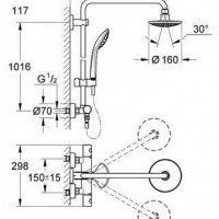 Душевая программа Душевая система для настенного монтажа 27296 001 Euphoria с термостатом 