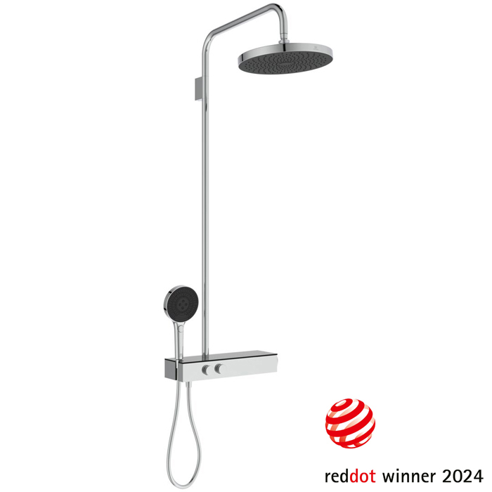 Душевая система с термостатом Cool body, с верхним душем d300 мм, ручной душ - 3 режима, шланг: 1750 мм, стеклянная полка
