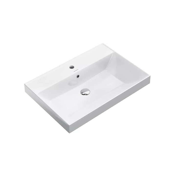 Раковины Раковина подвесная/мебельная 70,5x48,5x18 см, с 1 отверстием под смеситель, с переливом, белая глянцевая 