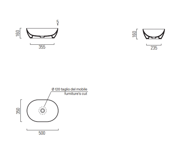 Раковины Раковина накладная 350x500 мм 