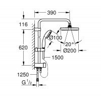 Душевая программа Tempesta System 200 27389002 Душевая система с переключателем (хром) 