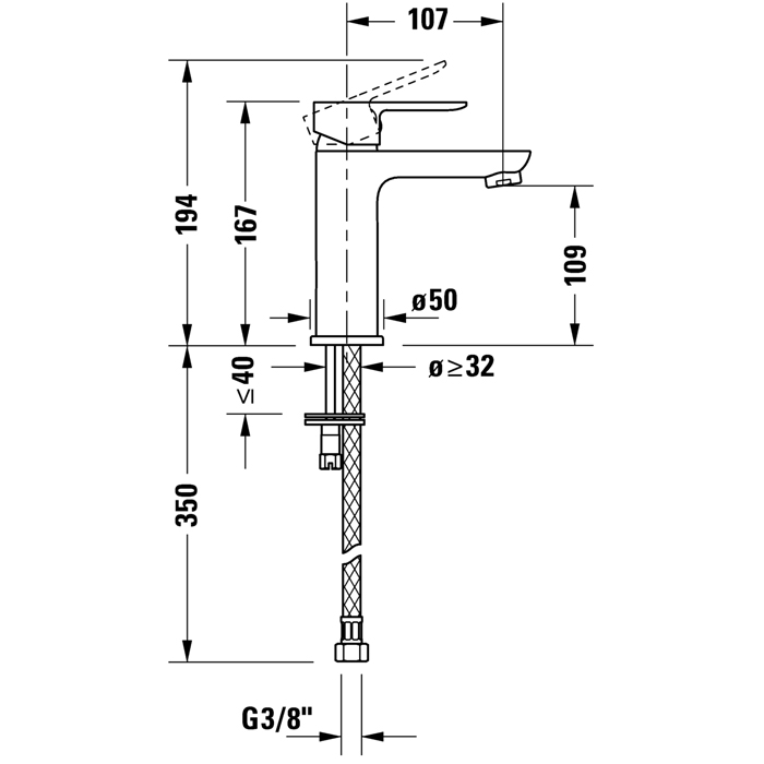 Смесители Смеситель для раковины на 1 отверстием с донным клапаном, цвет хром 