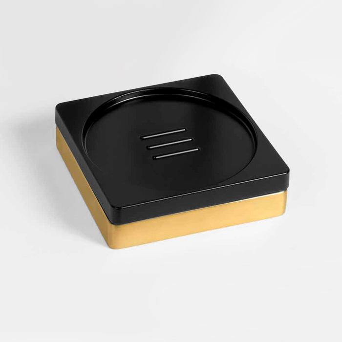 Мыльница настольная, цветзолото матовое/черная резина