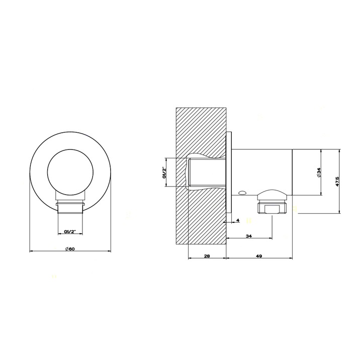 Комплектующие Вывод воды на 1/2, цвет шлифованная сталь 