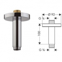 Комплектующие Потолочное подсоединение 100 мм, ?’, хром 