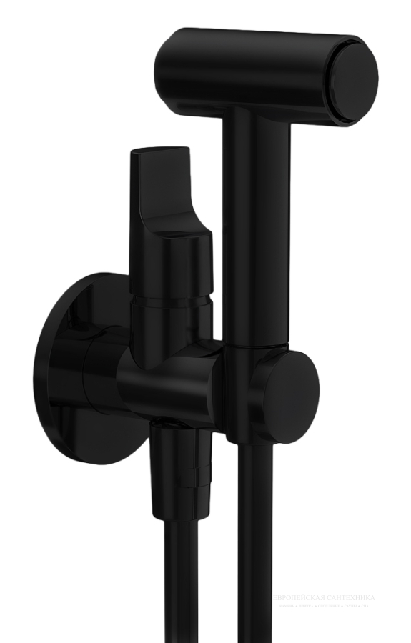 Гигиенический душ : умный смеситель, шланг 1200 мм, шланговое подсоединение со встроенным держателем, цвет чёрный матовый
