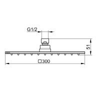 Аксессуары для ванной Верхний душ 300*300 мм (хром) 