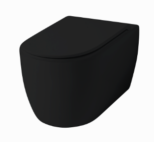 Унитазы Комплект подвесного безободкового унитаза с быстросъемным сиденьем микролифт, цвет черный матовый 