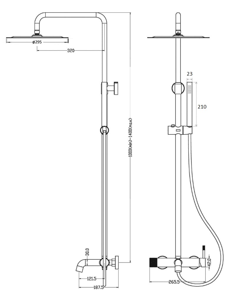 Душевая программа Стойка для душа со смесителем Shine Gun Metall 