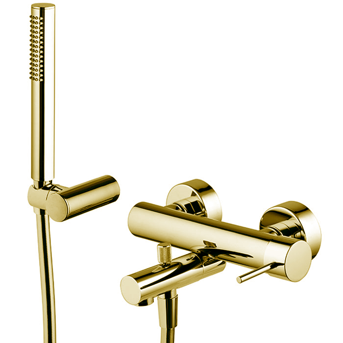 Смесители Смеситель для ванны, настенный, с ручным душем, цвет золото 