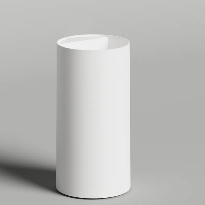 Раковины ROUND TOP 01 Раковина напольная 450х450х900 мм, слив в пол, без отверстий под смеситель, с декор накладкой, материал S-Sense, глянцевый белый 