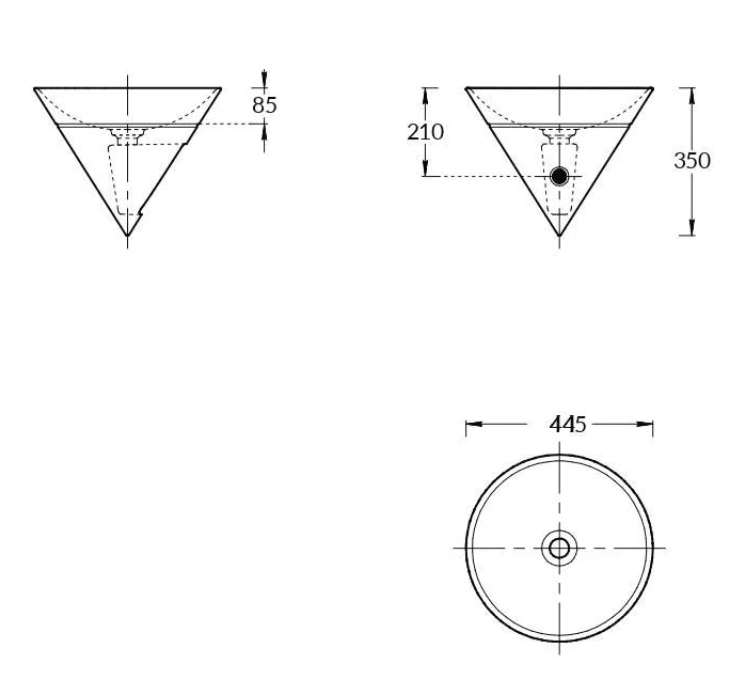 Раковины Раковина встраиваемая сверху 44,5x44,5x35 см, без отверстий под смеситель, без перелива, цвет белый глянцевый 