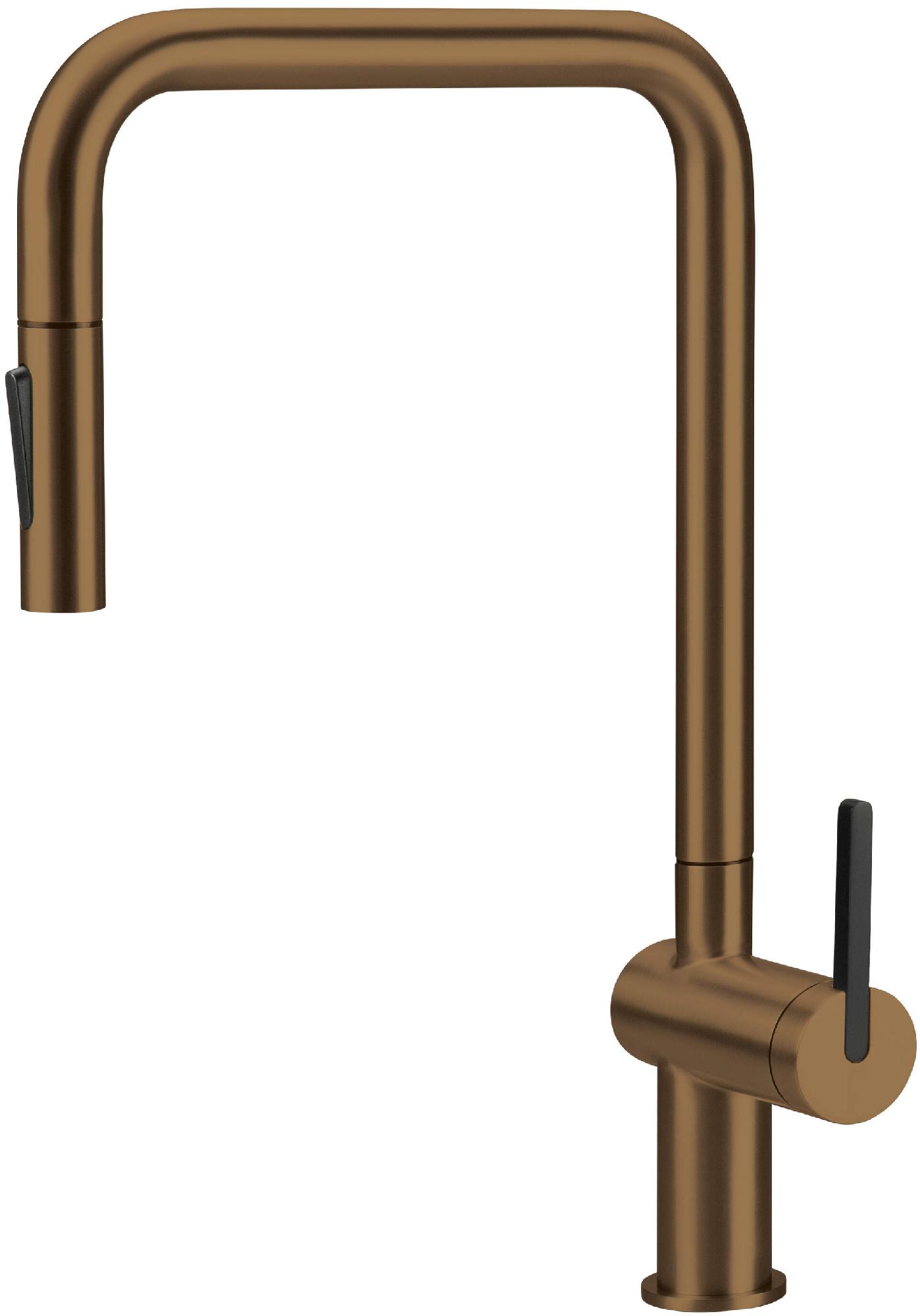 Смесители Смеситель для кухни с выдвижным U-изливом (бронза) 