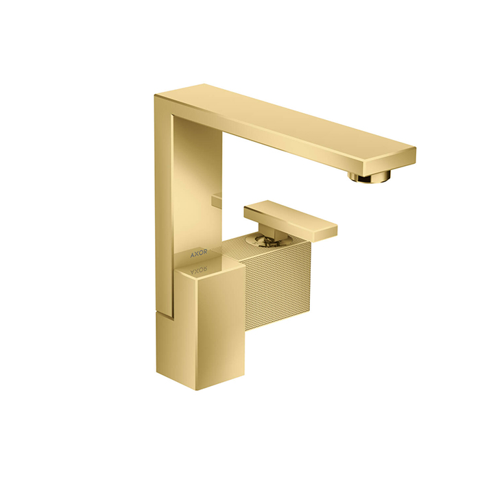 Смесители Смеситель для раковины, на 1 отверстие, с донным клапаном push/open, излив 175 мм, алмазная огранка, цвет золото 