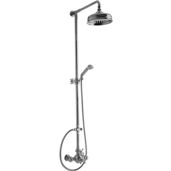Душевая программа Душевой комплект: термостатический смеситель, стойка с верхним душем, лейка+шланг, цвет хром 