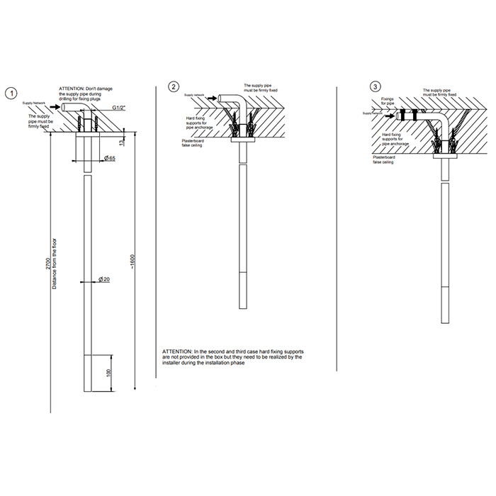 Комплектующие GESSI 316 Излив потолочный с удаленным управлением (не входит в комплект), цвет: brushed black metal pvd 