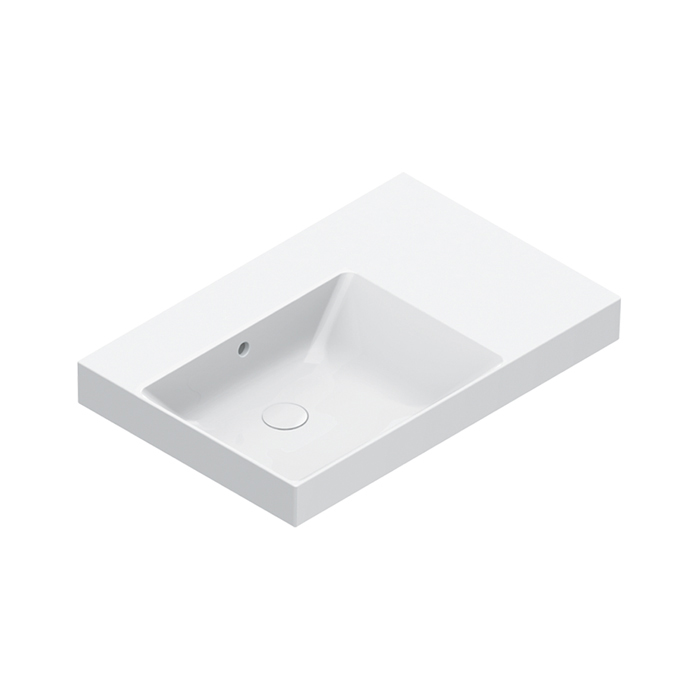 Раковины Раковина 75x50 чаша слева, без отверстий под смеситель, покрытие Cataglaze+, цвет белый глянцевый 