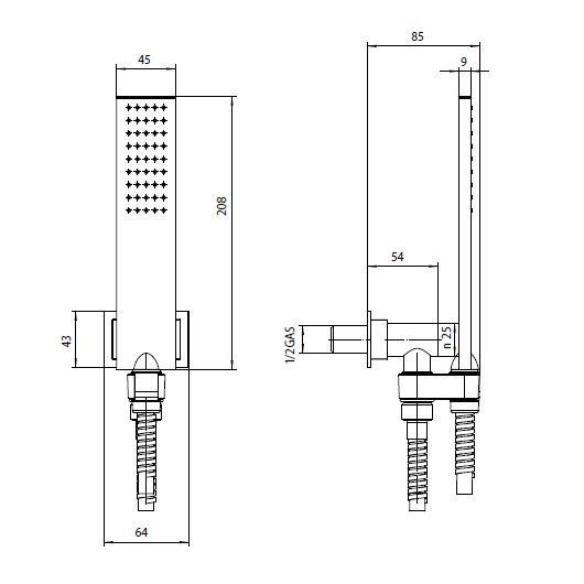Душевая программа Душевой комплект: лейка, шланговое подсоединение с держателем, шланг 1500 мм, черный матовый 