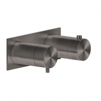 Смесители GESSI 316 Термостатический смеситель, с подключением на 3/4”, фильтр, на 2 источника (внешняя часть), цвет: brushed black metal pvd 