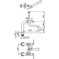 Смесители  Cherie Смеситель на борт ванны двухрычажный, с душевым комплектом, цвет розовое золото/черный 