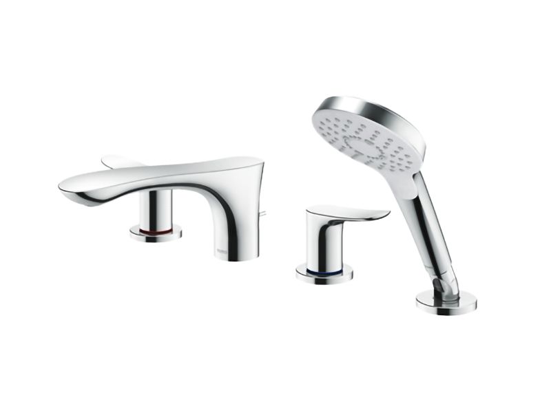 Смесители Смеситель для ванны в борт с изливом и ручным душем 