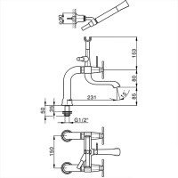 Смесители  Cherie Смеситель на борт ванны двухвентильный, с душевым комплектом, цвет хром/черный 