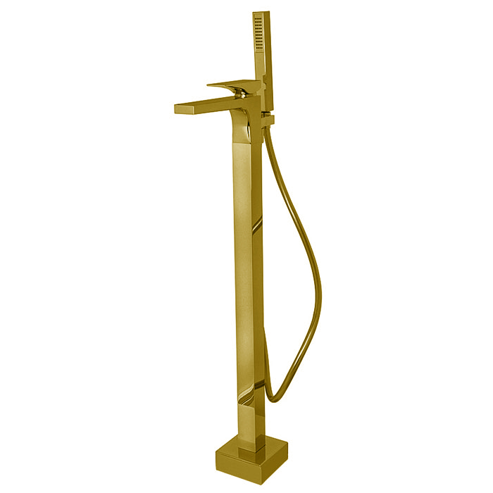 Смесители Смеситель для ванны, напольный, с ручным душем, цвет золото 