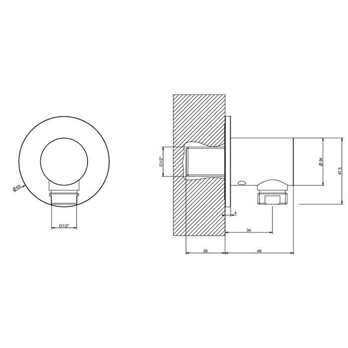 Комплектующие Вывод воды на 1/2, цвет черный шлифованный металл 