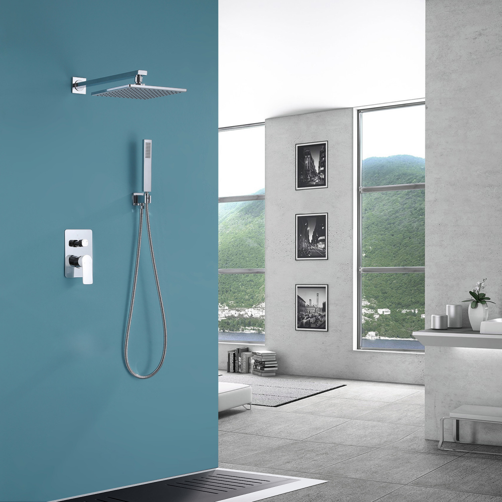 Душевая программа Душевая система скрытого монтажа без излива, белый-хром 