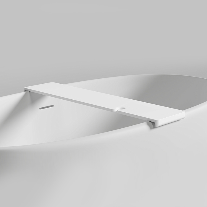 Полка для ванны Gabbiano Basic 900х200х30 мм установка на отдельностоящие ванны Salini шириной до 870 мм, S-Stone, матовый белый