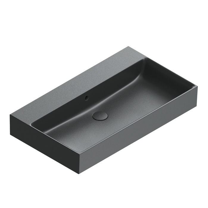 Раковины Раковина 80x47, без отверстий под смеситель, покрытие Cataglaze+, цвет черный матовый 