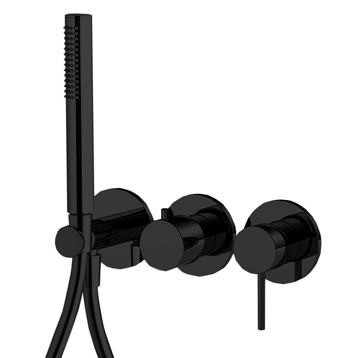 Смесители Смеситель для душа, встраиваемый, с переключателем на 2 источника, с ручным душем, цвет чёрный матовый 