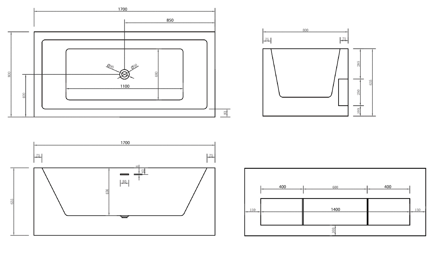Ванны Акриловая ванна 170x80 