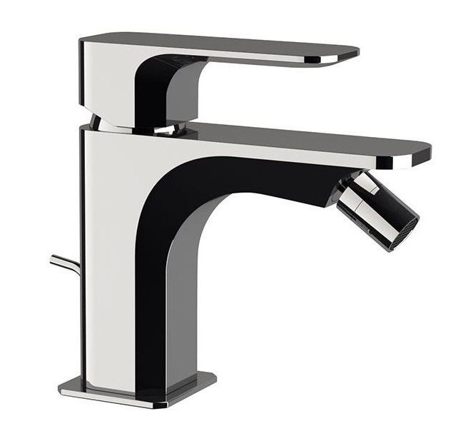 Однорычажный смеситель для биде с донным клапаном, цвет черный матовый