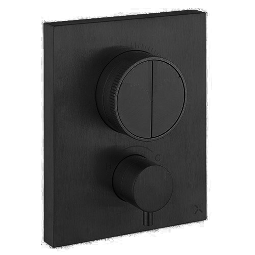 Смесители Термостат для ванны на 2 потребителя, внешняя часть, чёрный хром шлифованный 