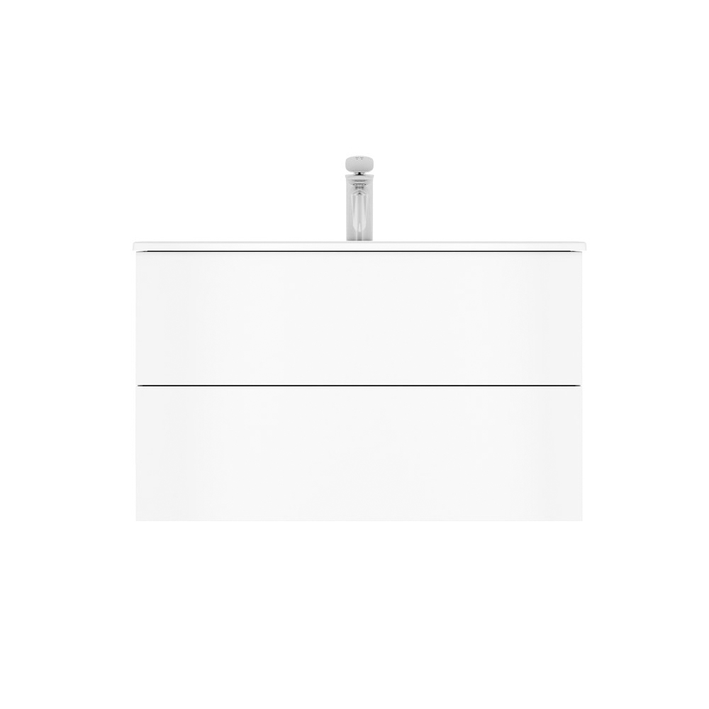 Мебель для ванной База под раковину, подвесная, 80 см, ящики push-to-open, цвет: белый, глян 