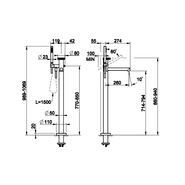 Смесители Смеситель для ванны, хром 