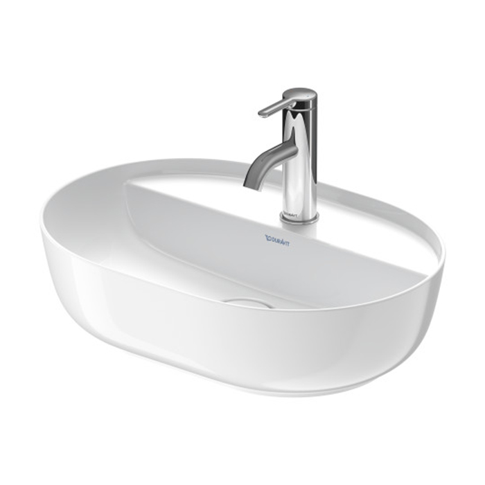 Раковины Раковина 500х350 мм, на столешницу, с 1 отверстием для смесителя, без перелива, цвет белый глянцевый 